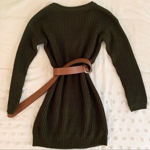 Lulus Olive Green Backless Sweater Dress